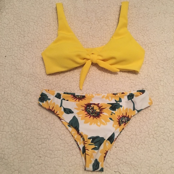 yellow sunflower bikini